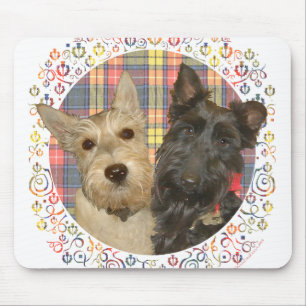 Mousepad Scotties Trigo e Preto em Tartan