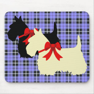 Mousepad Scottish Terrier black/whaten silhouter xadrez