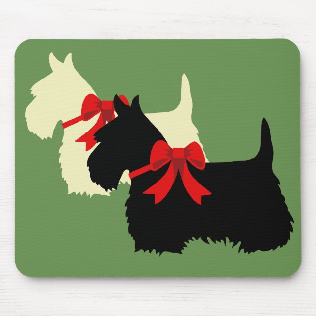 Mousepad Scottish Terrier black/whaten silhouter xadrez (Frente)