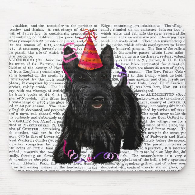 Mousepad Scottish Terrier e Party Hat (Frente)