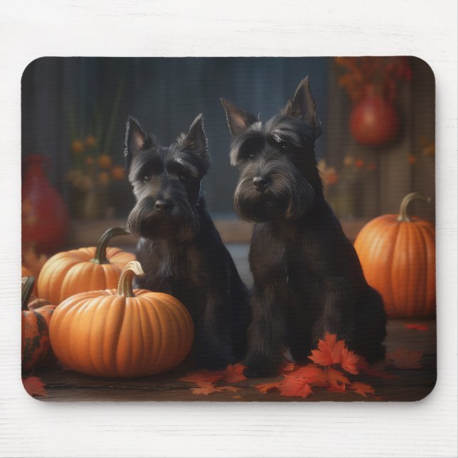 Mousepad Scottish Terrier Puppy Autumn Delight Pumpkin (Frente)