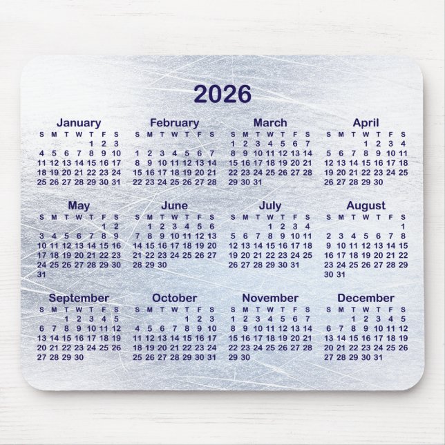 Mousepad Scratched Ice Ink 2026 Calendar (Frente)