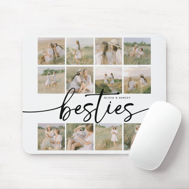 Mousepad Script Besties Photo Collage Personalized (Com mouse)