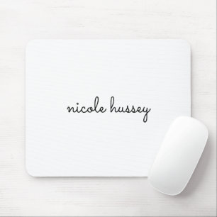 Mousepad Script Branco   Na moda Monograma Moderno Minimali