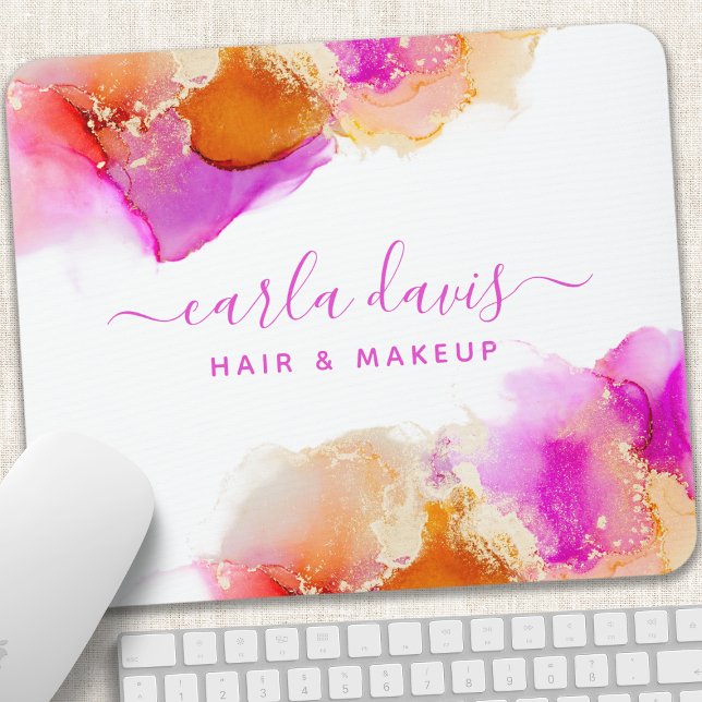 Mousepad Script de Assinatura Tinta Alcoólica Rosa Laranja (Criador carregado)