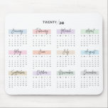 MOUSEPAD SCRIPT DE MANUTENÇÃO DO CALENDÁRIO DO ANO DE CHEIO<br><div class="desc">Mantenha-se organizado e inspirado com este mouse pad do ano de cheio 2030. Cada mês é lindamente destacado em tons de pasta suave e exibido em uma fonte manuscrita elegante no estilo de script, adicionando um toque de sofisticação ao seu espaço de trabalho. Perfeito para referência rápida de data durante...</div>