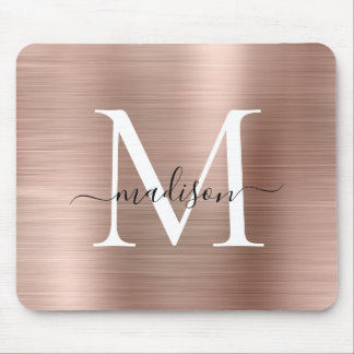 Mousepad Script de Monograma de Metal com Cor-de-Rosa Rosa