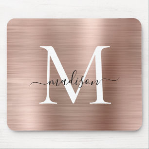 Mousepad Script de monograma de metal, rosa-claro e Rosa Do