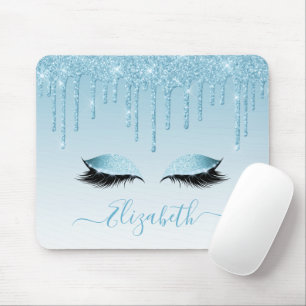 Mousepad Script de Na moda de Lashes Azul de Tendência Mod