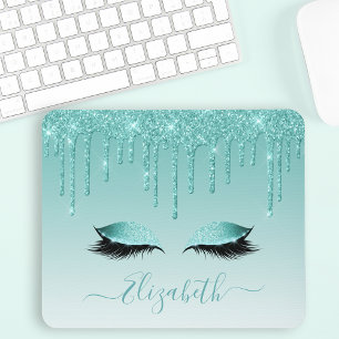 Mousepad Script de Na moda de Lashes de Teal de Tendência