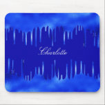 Mousepad Script de nome de pingar de tinta azul real<br><div class="desc">Um fundo azul-real chic,  decorado com pingos de tinta,  com aparência pingando. Personalize e adicione um nome escrito com um script estilo moderno,  elegante e escrito à mão.</div>