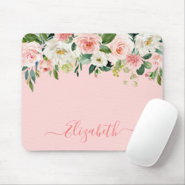 Mousepad Script de Tendência Floral Floral de Blush Blush, 