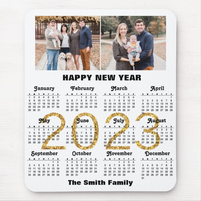 Mousepad Script Dourado de Foto da Família de Calendários 2 (Frente)
