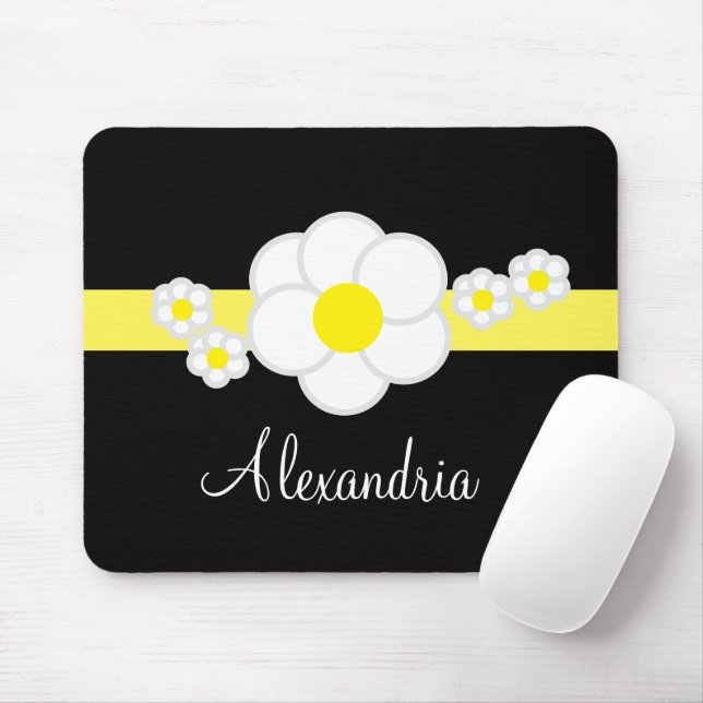 Mousepad Script Elegante Branco-Branco-Preto-Cinzento-Strip (Com mouse)