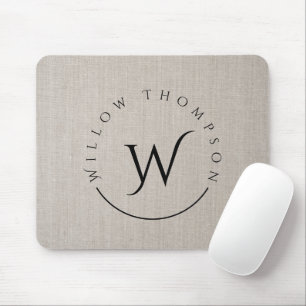 Mousepad Script Elegante de Linen Linen Russo Monograma
