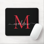 Mousepad Script Giratório Vermelho Moderno de Borgonha Negr<br><div class="desc">Placa de Mouse Elegante de Script Giratório Moderno de Mouse Vermelho Maroon Vermelho</div>