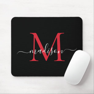 Mousepad Script Giratório Vermelho Moderno de Borgonha Negr