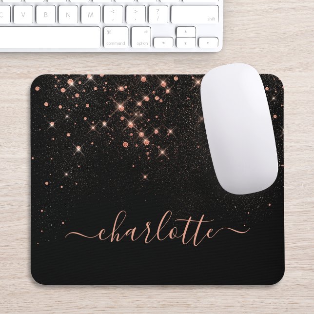 Mousepad Script Glamoroso Elegante Glitter Glitter Dourado (Criador carregado)