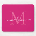 Mousepad Script Moderno de Monograma Branco Magenta, cor-de<br><div class="desc">Mouse Moderno Simples com Script Monograma Branco Magenta Cor-de-Rosa Quente na moda</div>