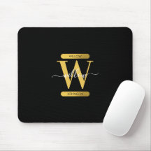 Script Moderno do Monograma Dourado e Preto Elegan