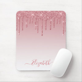 Mousepad Script Moderno Tendência Glitter Rosa Pó Chique Es