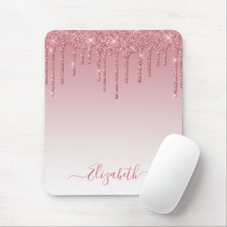 Mousepad Script Moderno Tendência Glitter Rosa Pó Chique Es
