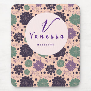 Mousepad Script Monograma Suculto Rosa