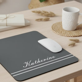 Mousepad Script Name Minimalist Charcoal Gray