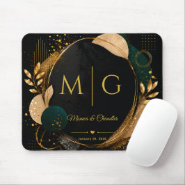 Mousepad Script Personalizado em Moldura Abstrata Preta e D