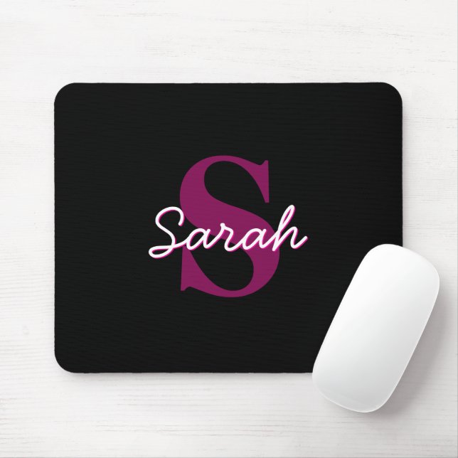 Mousepad Script Personalizável de Monograma Cor-de-Rosa e P (Com mouse)