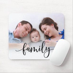 Mousepad Script Preto da Família Foto personalizada do Ch
