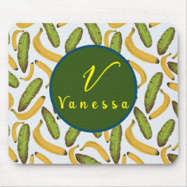 Mousepad Script Tropical Banana Leaf Monograma