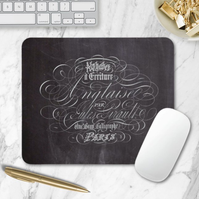 Mousepad Scripts Franceses do Quartel russa de Paris (Paris rustic country chalkboard French Scripts Mouse Pad)
