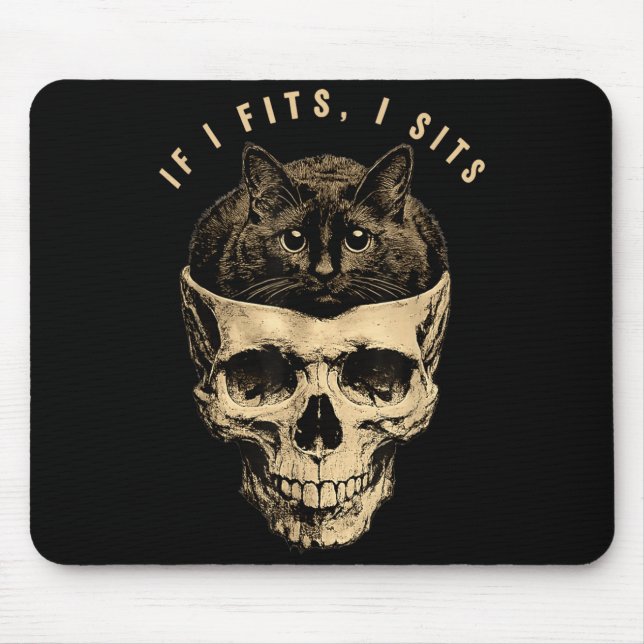 Mousepad Se Cabe Senta Caveira de Gato Preto Meme de Gato E (Frente)