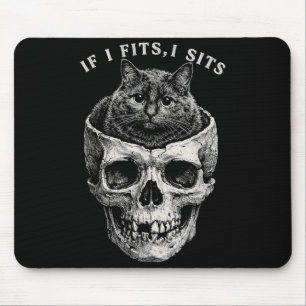 Mousepad Se Cabe Sento Caveira de Gato Preto Meme Minimalis