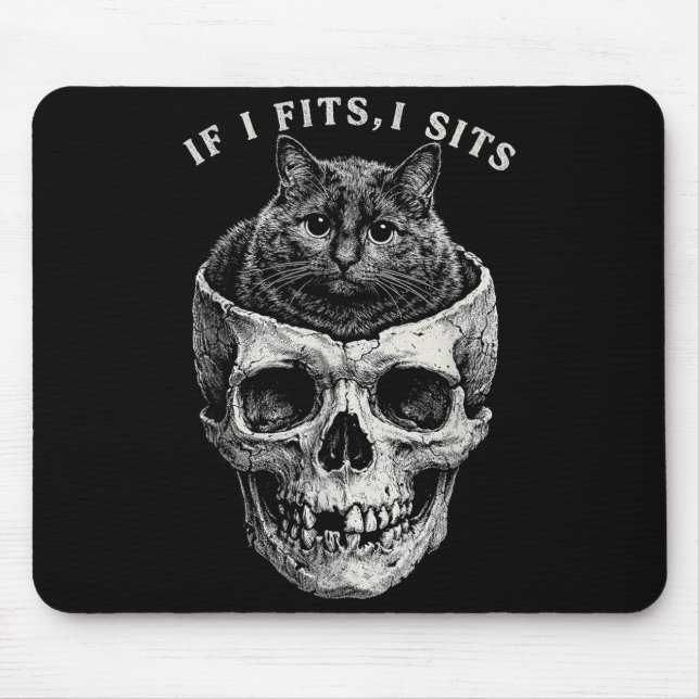 Mousepad Se Cabe Sento Caveira de Gato Preto Meme Minimalis (Frente)