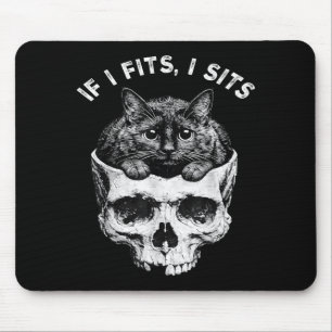 Mousepad Se serve eu sento crânio de gato preto humor minim