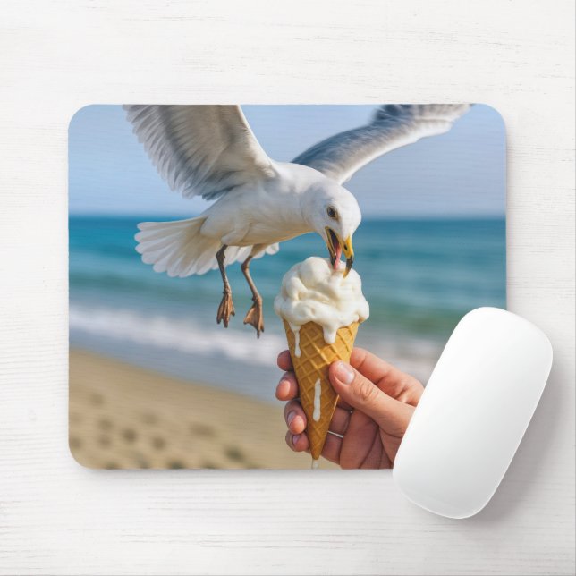 Mousepad Seagull comendo um Sorvete Cone (Com mouse)