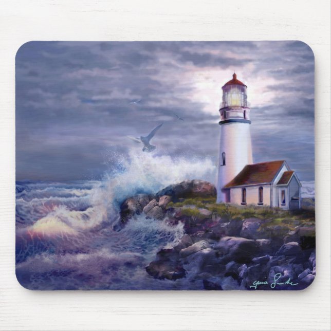 Mousepad Seascape do tapete do rato com o farol de Blanco (Frente)