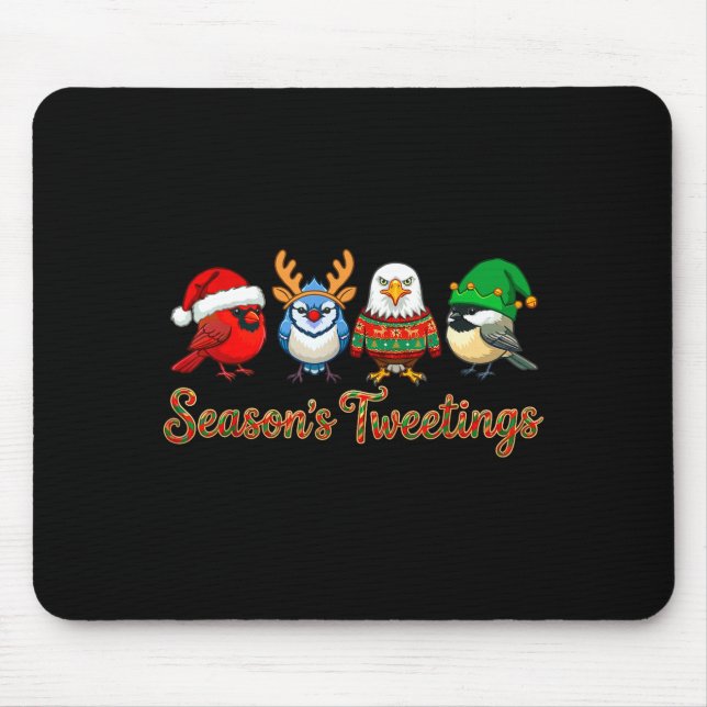 Mousepad Season's Tweetings Funny Christmas Birdwatcher Squ (Frente)