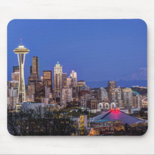 Mousepad Seattle, Downtown e Mt. Rainier ao Crepúsculo