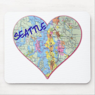 Mousepad Seattle Map Heart