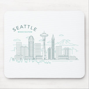Mousepad Seattle Skyline Stroke