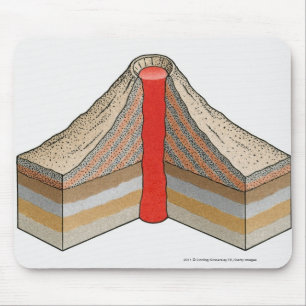 Mousepad Secção transversal de um vulcão da cinza-cinza
