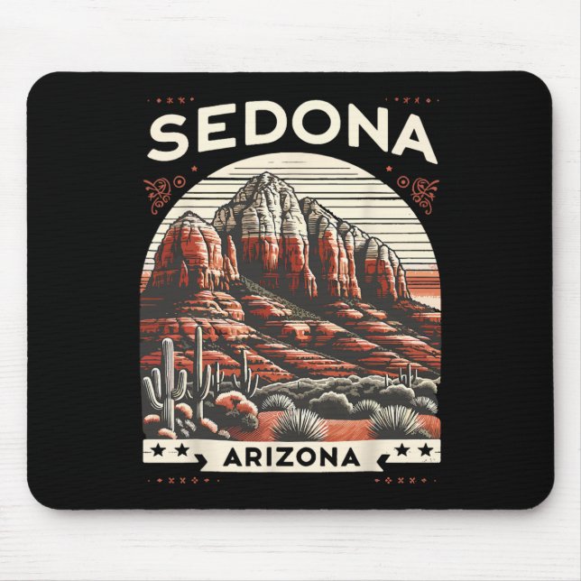 Mousepad Sedona Az Hiking Outdoors Mountain Sedona Usa Retr (Frente)