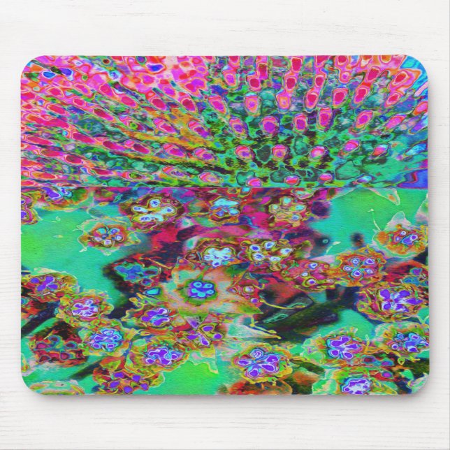 Mousepad Sedum Roxo Groovy Abstrato Psicodélico (Frente)