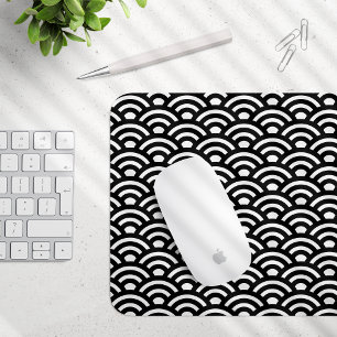 Mousepad Seigaiha, Ondas, Japonês, Preto e Branco