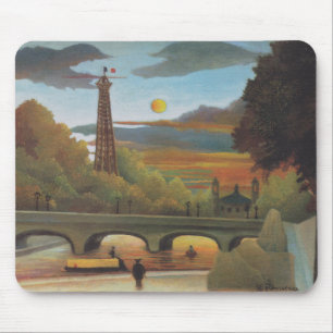 Mousepad Seine e Eiffel Tower no Sunset por Henri Rousseau