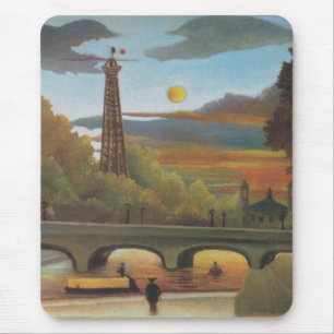 Mousepad Seine e Eiffel Tower no Sunset por Henri Rousseau