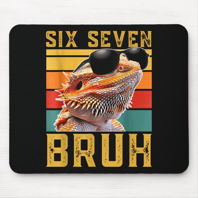 Mousepad Seis Sete 6 7 67 Meme Engraçado Design de Dragão B (Frente)